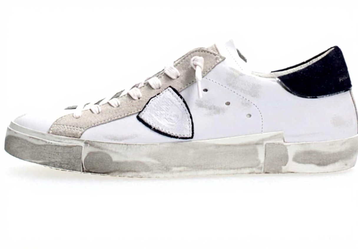 Philippe Model Herren Sneaker in Bianco Blau von der Seite