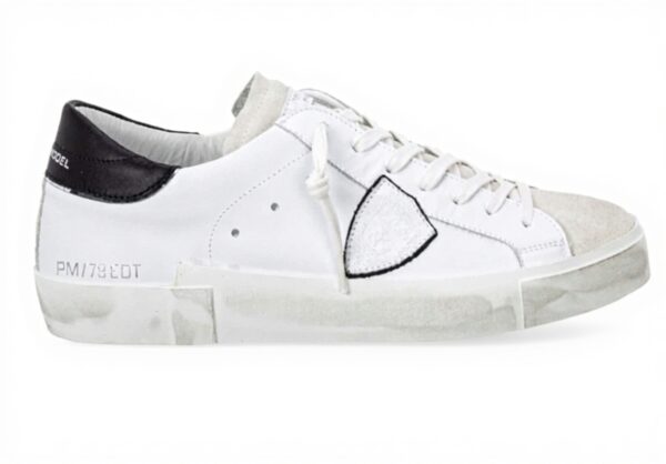 Philippe Model Herren Sneaker Blanc Noir Schnürung Flach