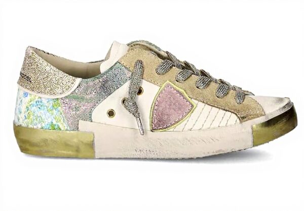 Damen-Sneaker Philippe Model Leder Wildleder Weiß Rosa