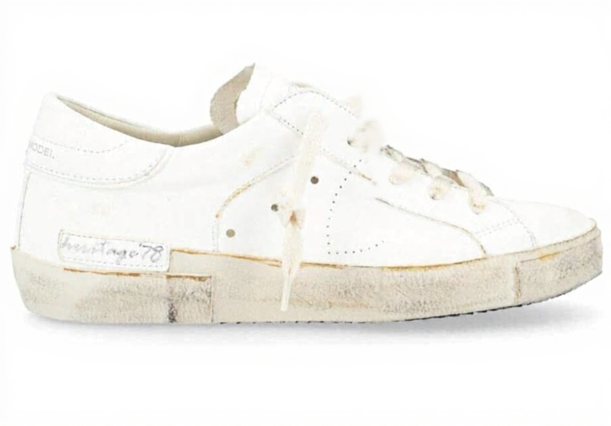 PHILIPPE MODEL Heritage '78 Sneaker in weißem Leder von der Seite