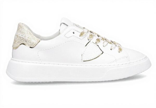 PHILIPPE MODEL Sneaker Temple weißes Leder goldene Details