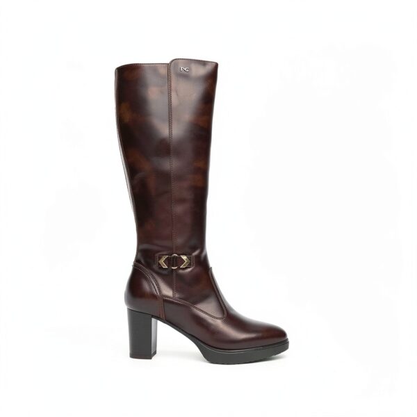 Nero Giardini Damen Lederstiefel Blockabsatz Dunkelbraun-2