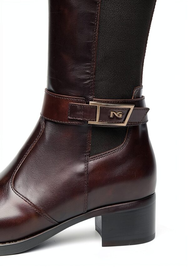 Nero Giardini Damen Stiefel Leder Kniehoch Blockabsatz Braun-1