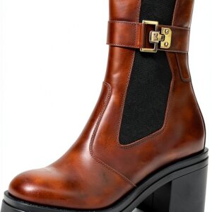 Nero Giardini Damen Stiefel Leder Blockabsatz Haselnussbraun-0