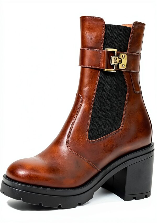 Nero Giardini Damen Stiefel Leder Blockabsatz Haselnussbraun-0
