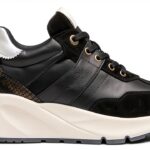 BAG Damen Sneaker Leder Schnürschuh Sportlich Schwarz Blau-0