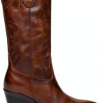 B.A.G. Damen Stiefel Leder Haselnussbraun Western Absatz-0