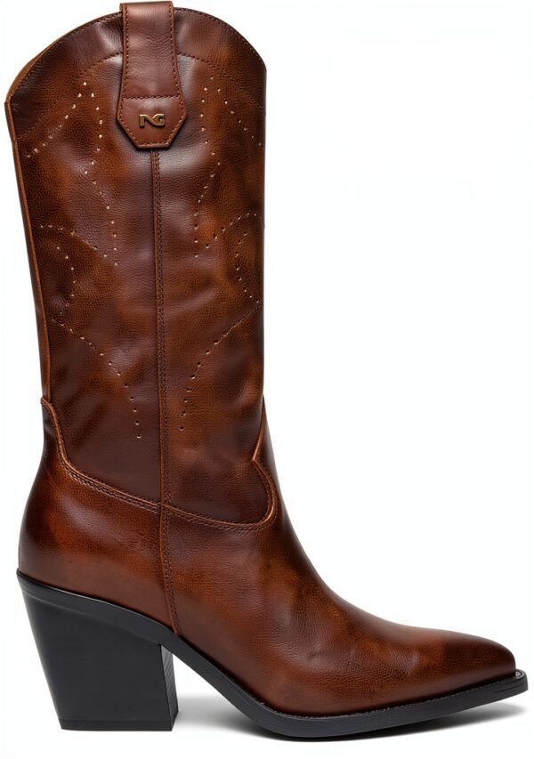 B.A.G. Damen Stiefel Leder Haselnussbraun Western Absatz-0