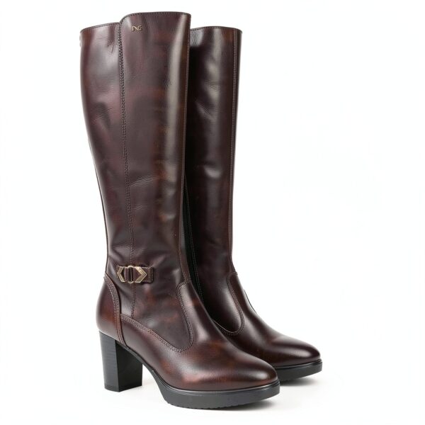 Nero Giardini Damen Lederstiefel Blockabsatz Dunkelbraun-3