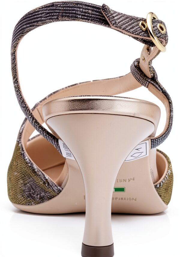 BAG Damen Pumps Leder Absatzschuhe Kupferfarben Silber-3