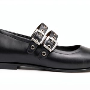 BAG Lederpumps Schwarz Blockabsatz Damen Schnalle-0