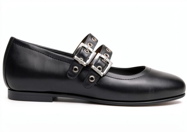 BAG Lederpumps Schwarz Blockabsatz Damen Schnalle-0