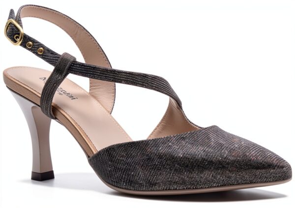 BAG Damen Pumps Leder Absatzschuhe Kupferfarben Silber-0