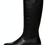 BAG Damen Stiefel Leder Blockabsatz Reißverschluss Schwarz-0