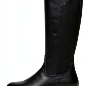 BAG Damen Stiefel Leder Blockabsatz Reißverschluss Schwarz-0