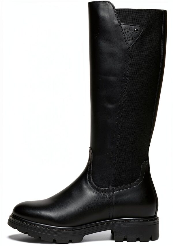BAG Damen Stiefel Leder Blockabsatz Reißverschluss Schwarz-0