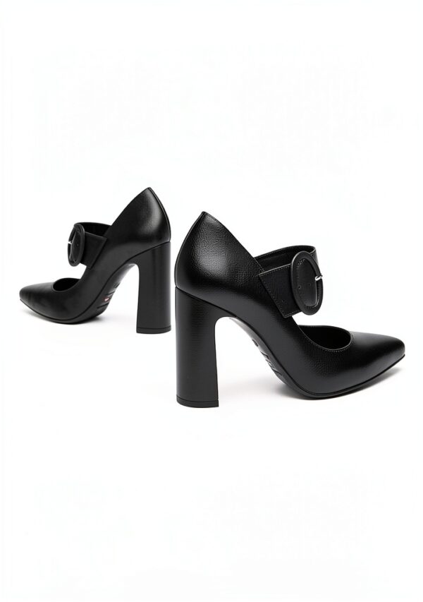 B.A.G. Lederschuhe Schwarz Blockabsatz Schnalle Damen-4