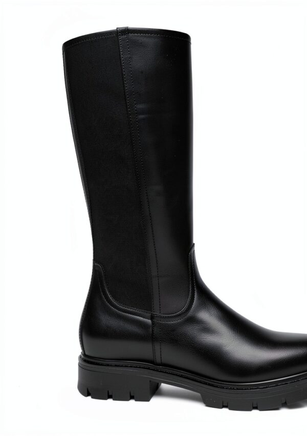 BAG Damen Stiefel Leder Blockabsatz Reißverschluss Schwarz-1