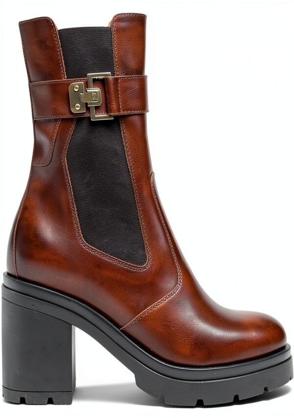 Nero Giardini Damen Stiefel Leder Blockabsatz Haselnussbraun-1