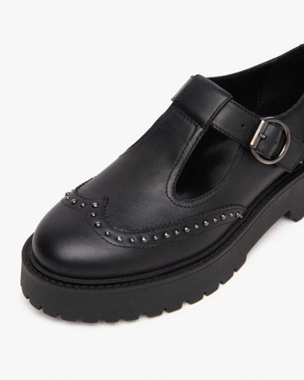 B.A.G. Lederschuhe Schwarz Blockabsatz Schnalle Damen-3