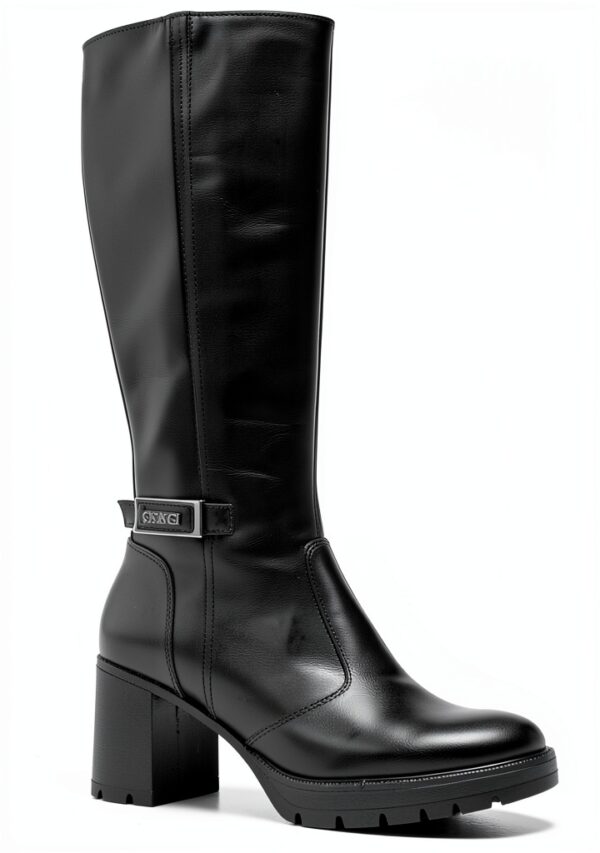 B.A.G. Damen-Stiefel Leder Blockabsatz Reißverschluss-3