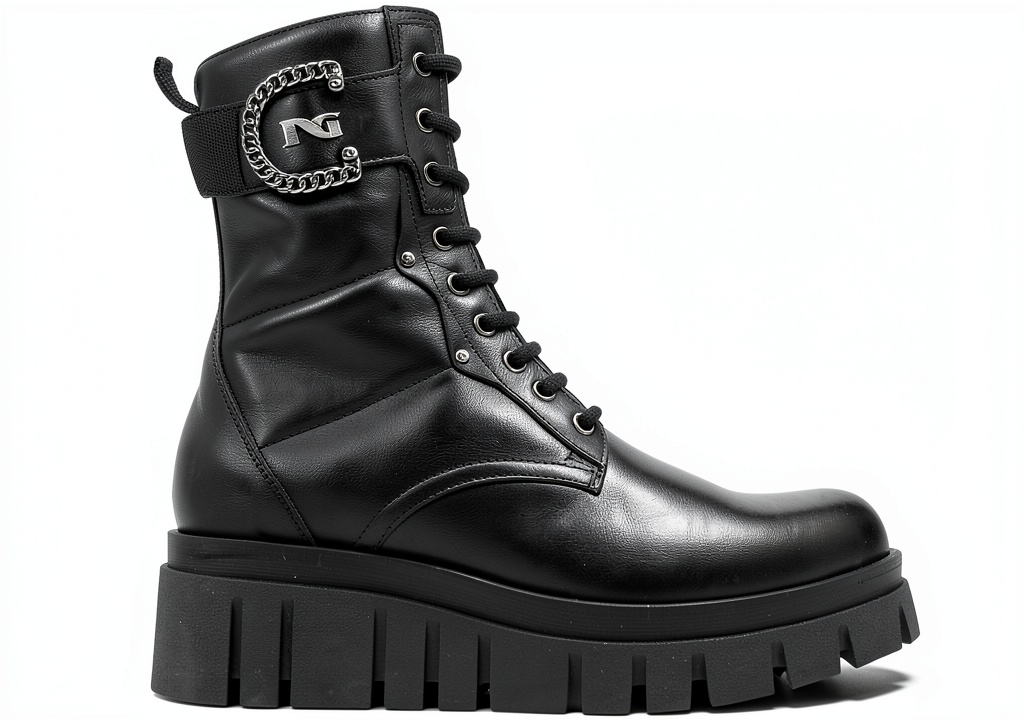 Nero Giardini Damen-Stiefel in Schwarz auf einem Holzfußboden