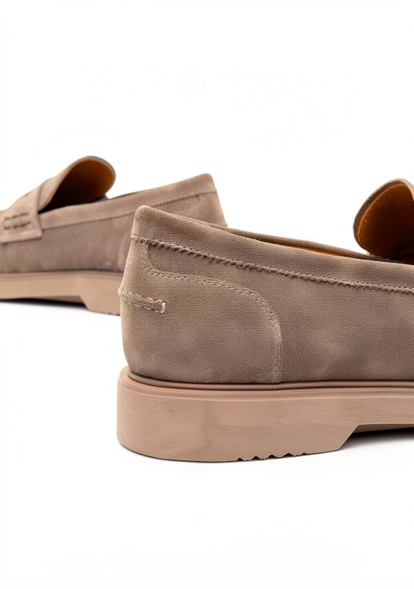 B.A.G. Herren Leder Mokassins Beige Lehm Blau Schuhe-4