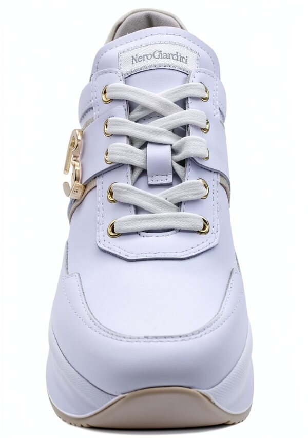 BAG Damen Sneaker Leder Flatform Schnürschuh Weiß-2