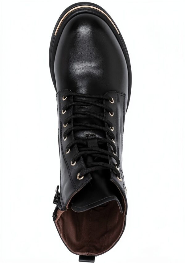 BAG Lederstiefel Schwarz Blockabsatz Reißverschluss Herren-4