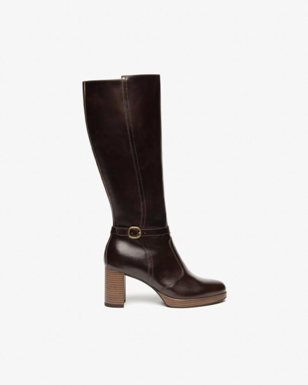 BAG Damen Stiefel Leder Blockabsatz Reißverschluss-1