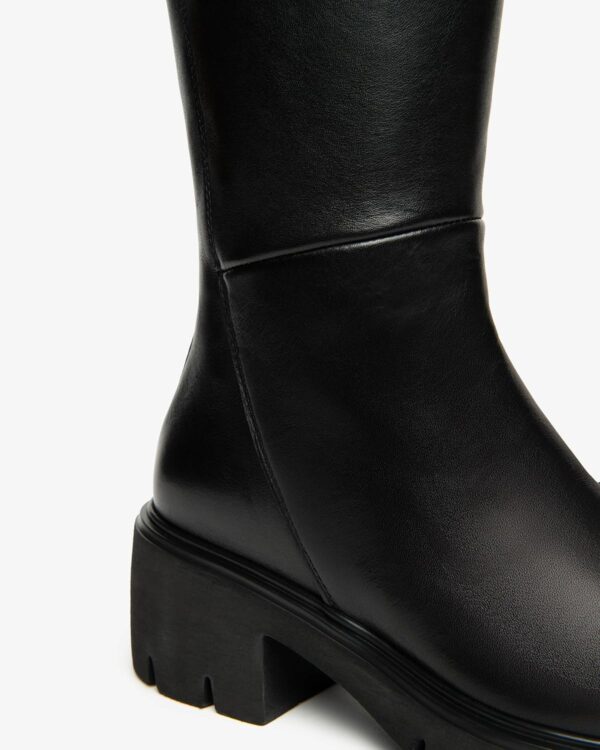 BAG Lederstiefel Schwarz Blockabsatz Reißverschluss Damen-1