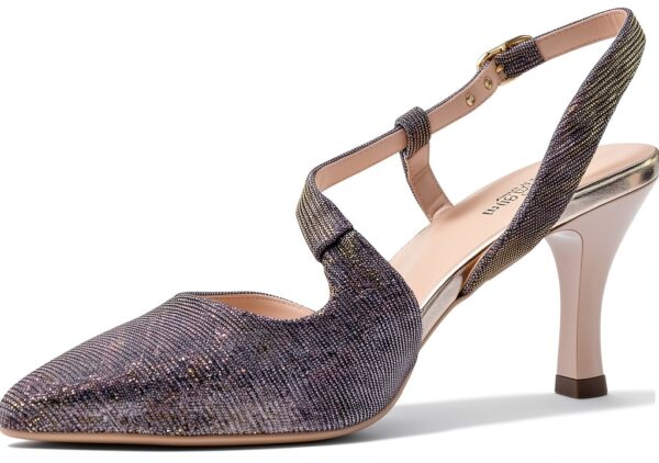 BAG Damen Pumps Leder Absatzschuhe Kupferfarben Silber-1