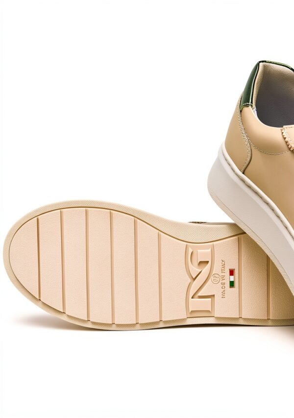 BAG Damen Sneaker Leder Flatform Schnürschuh Elfenbein Weiß-4
