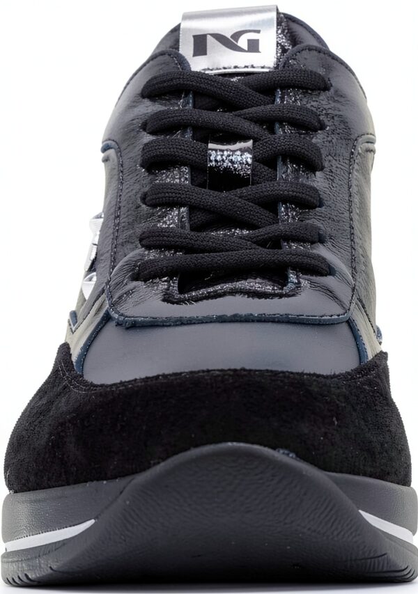BAG Damen Sneaker Leder Schnürschuh Schwarz Beige Größen-4