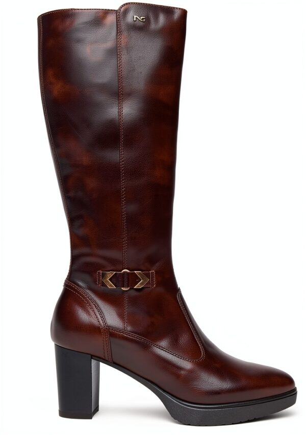 Nero Giardini Damen Lederstiefel Blockabsatz Dunkelbraun-0