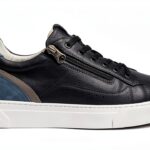 B.A.G. Herren Sneaker Leder Blau Reißverschluss-0