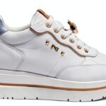 B.A.G. Damenschuhe Leder Platform Schnürsenkel Weiß-0