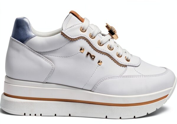 B.A.G. Damenschuhe Leder Platform Schnürsenkel Weiß-0