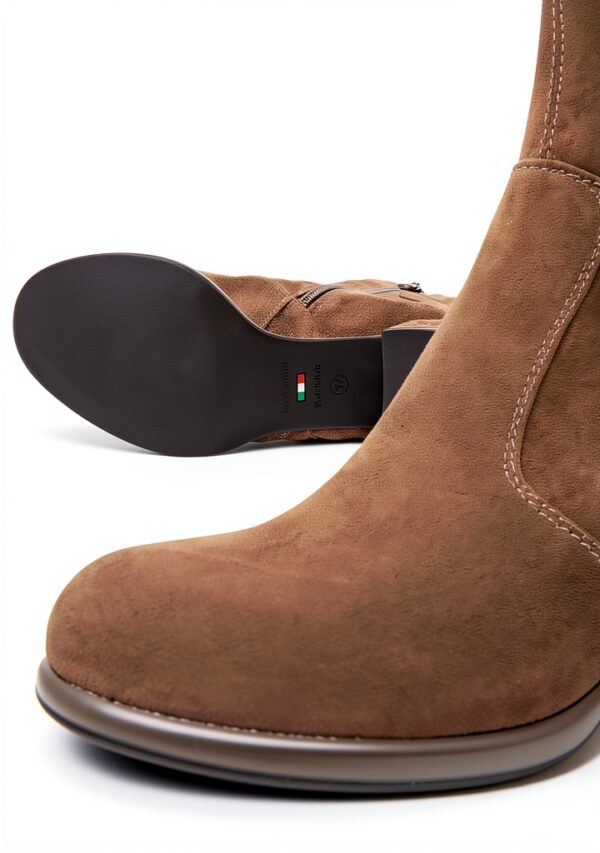 BAG Damen Stiefel Leder Blockabsatz Reißverschluss-4