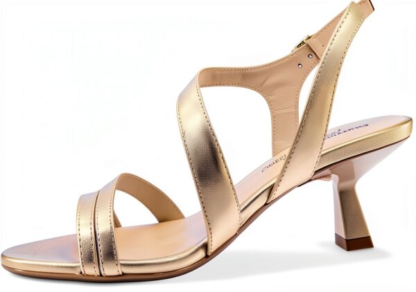 BAG Damenschuhe Leder Gold Silber Schnalle Absatz-1