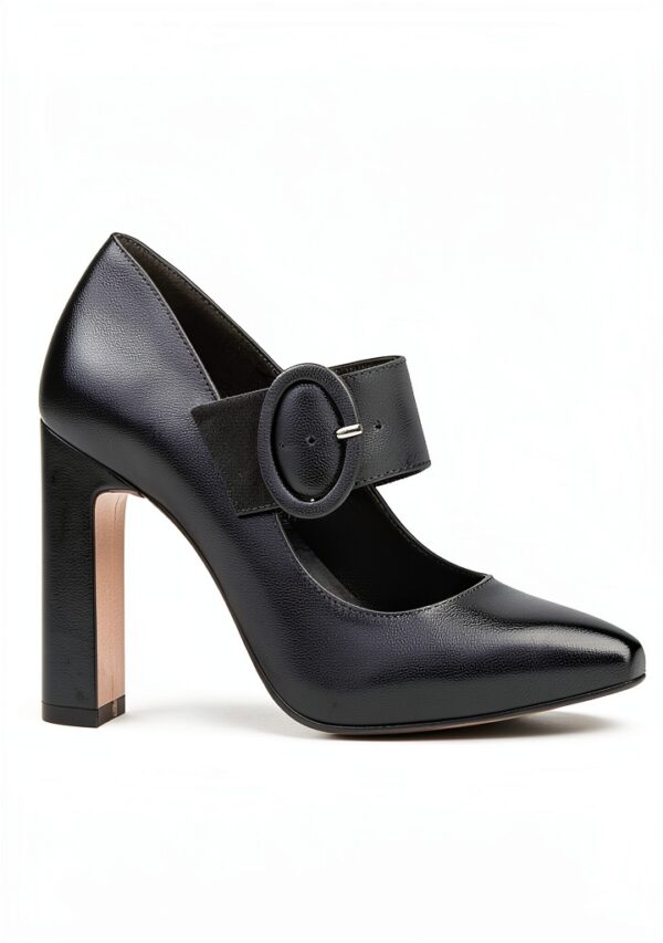 B.A.G. Lederschuhe Schwarz Blockabsatz Schnalle Damen-1