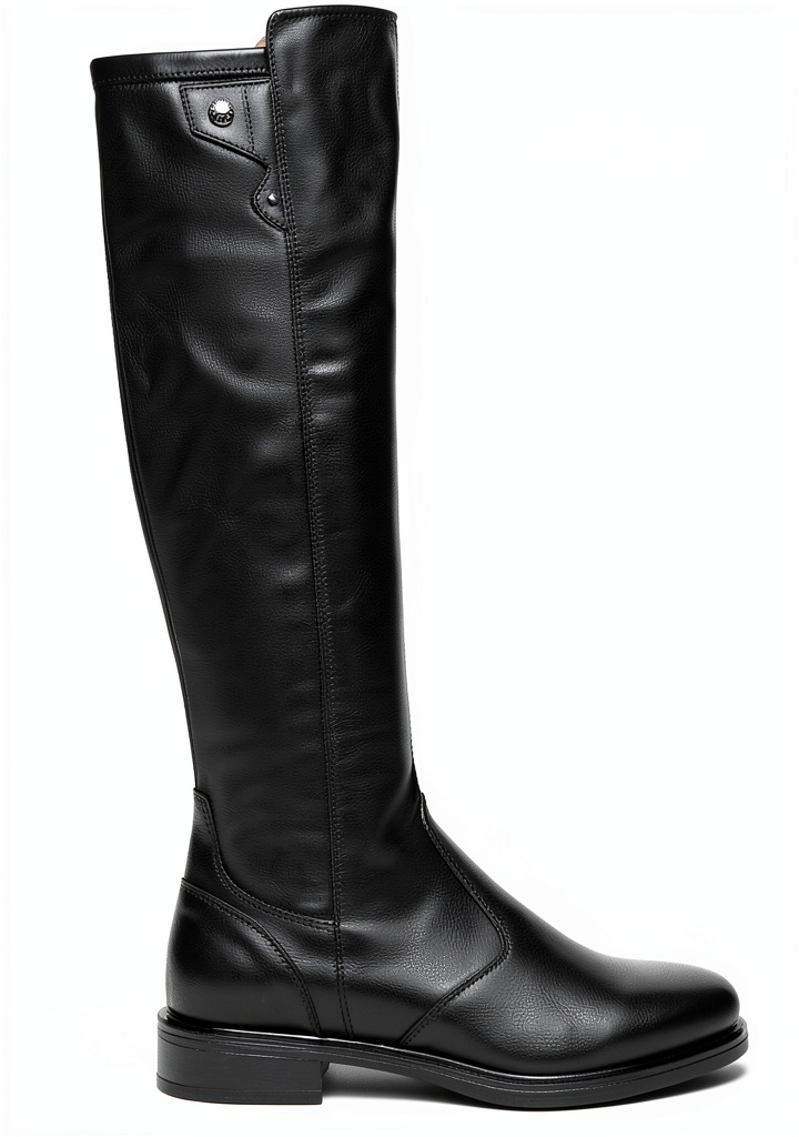 B.A.G. Damen-Stiefel in Schwarz mit Leder und Blockabsatz im Seitenprofil