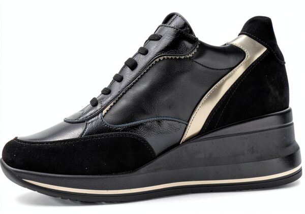 BAG Damen Sneaker Leder Schnürschuh Schwarz Beige Größen-2