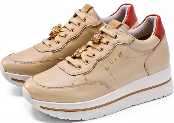 BAG Damenschuhe Leder Schnürschuh Elfenbein Flatform-2