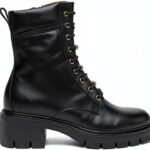 Nero Giardini Damen Stiefel Leder Blokabsatz Schwarz-0