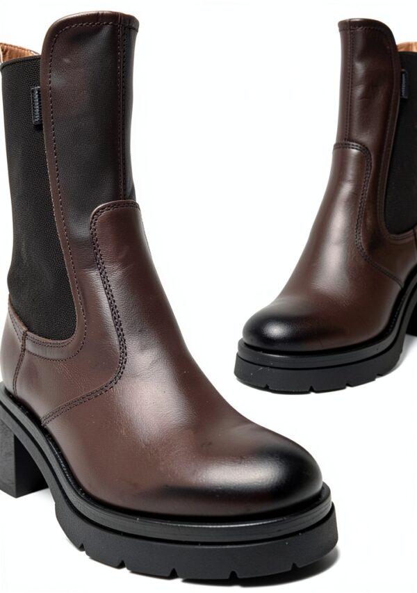 B.A.G. Damen Stiefel Leder Blockabsatz Schwarz Größen 36-41-3