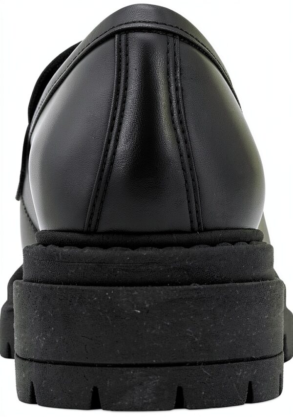 B.A.G. Damen Leder Mokassins Schwarz Blockabsatz Bequem-5