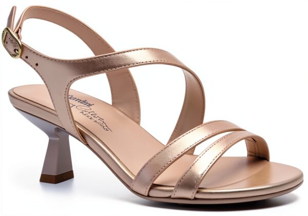 BAG Damenschuhe Leder Gold Silber Schnalle Absatz-0