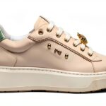 BAG Damen Sneaker Leder Flatform Schnürschuh Elfenbein Weiß-0