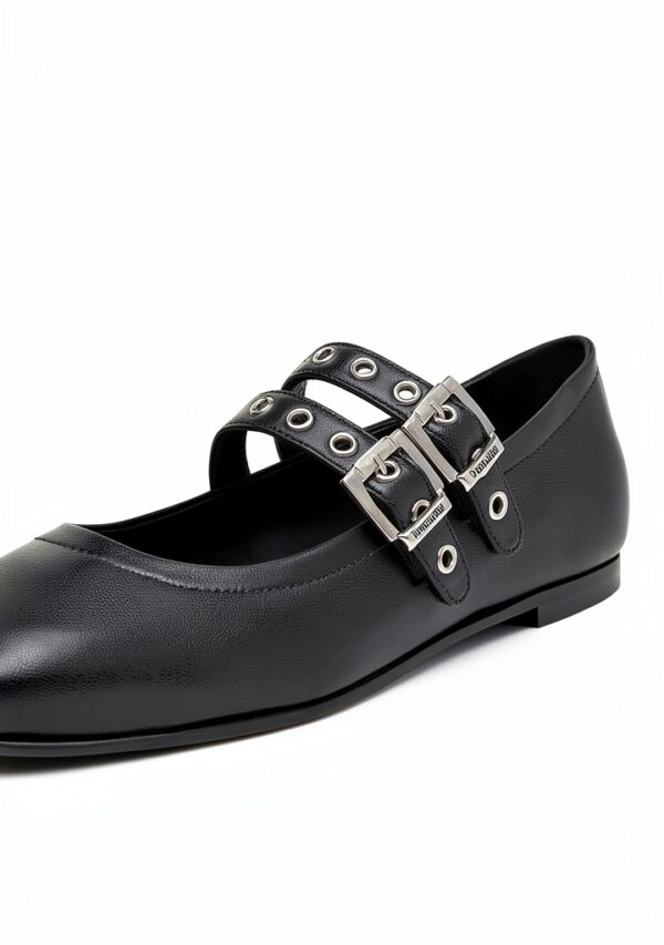 BAG Lederpumps Schwarz Blockabsatz Damen Schnalle-3